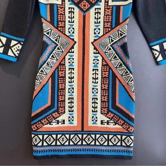 Flying Tomato Boho Tribal Mini Sweater Dress Size XS - Picture 8 of 10